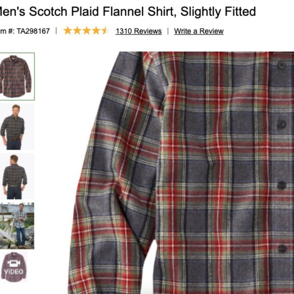 LL BEAN SLIGHTLY FITTED FLANNEL - Picture 3 of 8